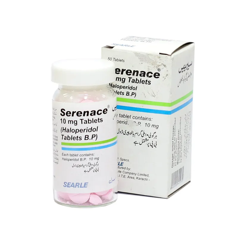 box of serenase medicine in hand Stock Photo
